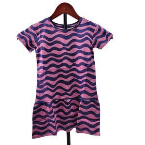 Spotted Zebra Girl's Knit Short Sleeve Striped Dress Pink/Blue Size Small 2T